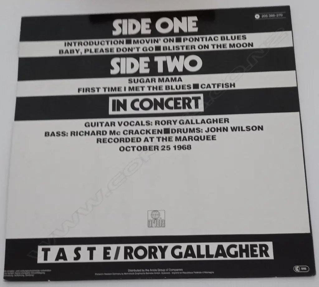 Taste (2) Featuring Rory Gallagher, In Concert Image 1++